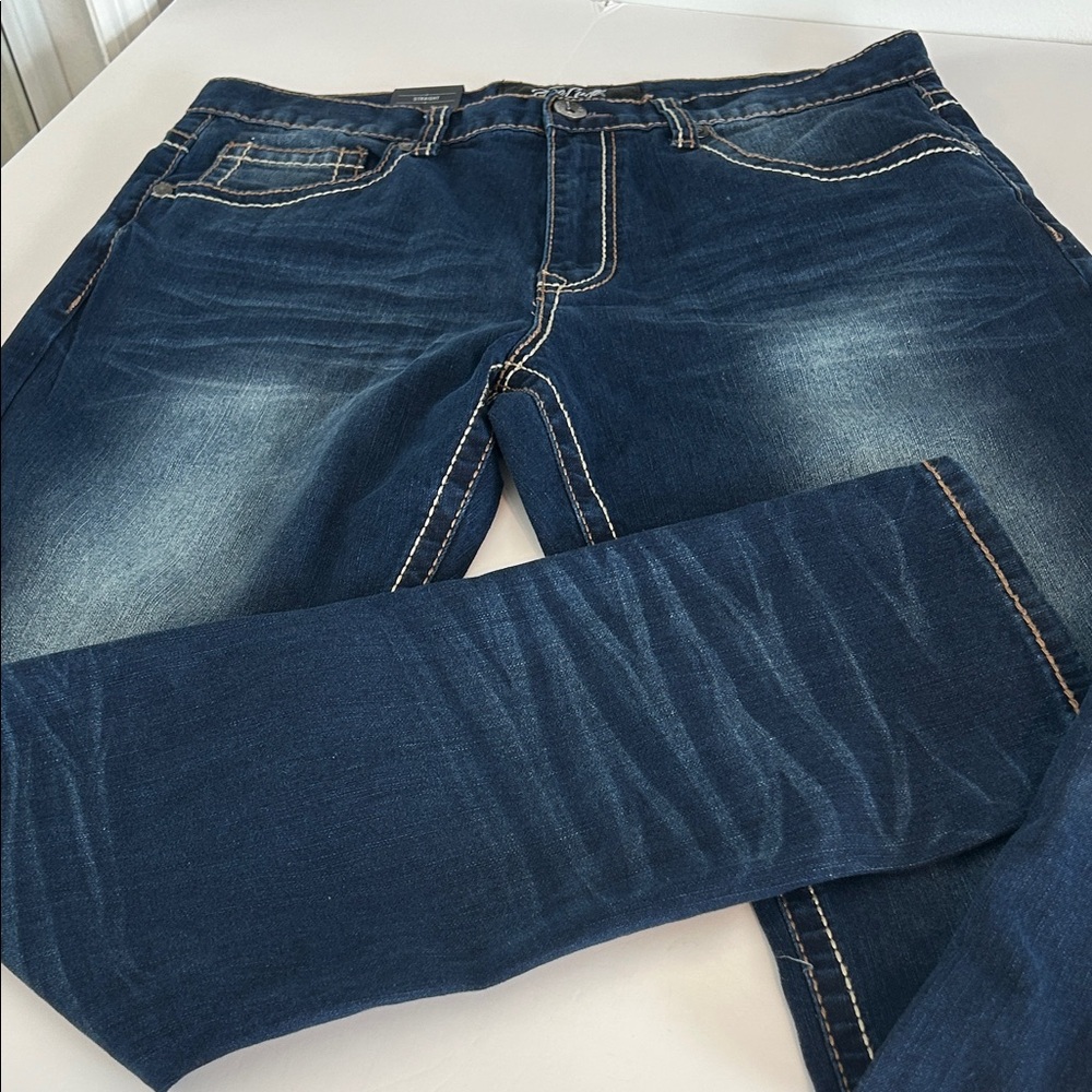 True Luck Men's Indigo Straight Jeans - Picture 5 of 7